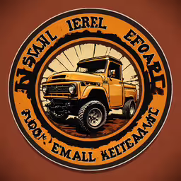 a yellow and brown truck with the words the old farmer
