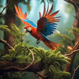 the colorful bird is sitting on a branch