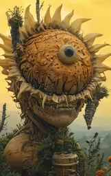 a strange looking creature is standing in the woods