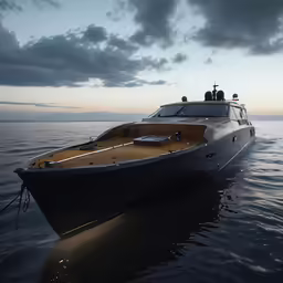 a boat in the water and a dark sky