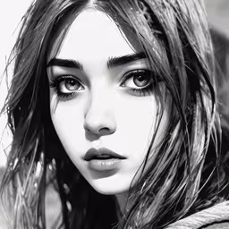 a woman with long hair is wearing a hoodie,a beautiful young woman with frizz on her face