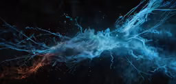 a bunch of bright, blue and orange fire on a black background