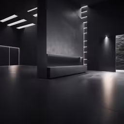 empty room with lighting around it and light on