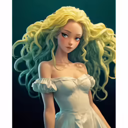 an illustration of a woman with big curly blonde hair