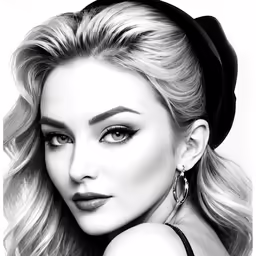 a drawing of a beautiful blond lady with very large hoops