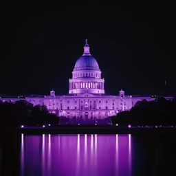 a picture of the capital building at night