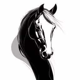 black horse head with white background by artmages