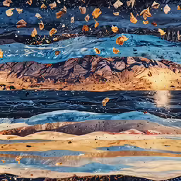 multiple layered photos with a large number of small objects in the foreground