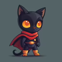 an animal character in a red scarf