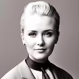 the woman is posing for a black and white photo