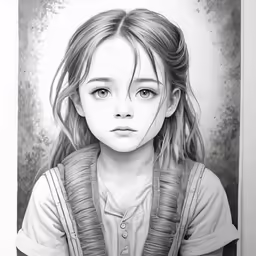 a drawing of a girl with long hair