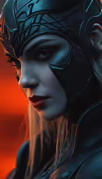 a woman wearing a dark blue costume is in the movie maleficent
