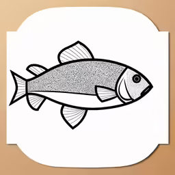 a white square frame holding a fish in black ink