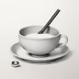 a painting with an image of a cup and saucer