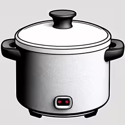 a drawing of a slow cooker with a button