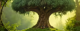a man sits under a tree in the middle of a field,there is a man that is standing under the tree