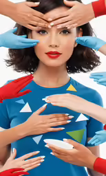 several manicured hands with hands holding up hands