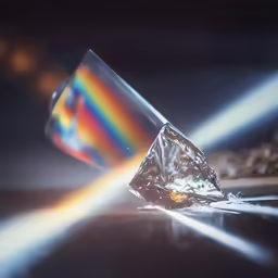 a piece of plastic with colored light coming out from it