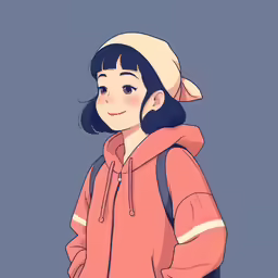 a person wearing an orange hoodie and holding a bag