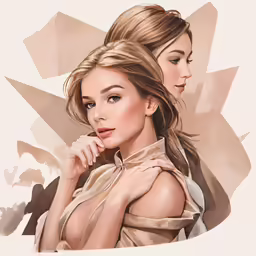 a painting of two women standing next to each other
