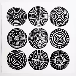 six black and white images of circles,an image of black and white circles in different ways
