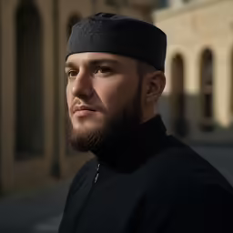 a man with a hat is standing outside