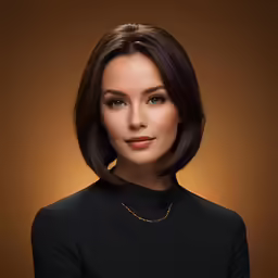 a woman with dark hair and a black dress on is posing for a studio photo