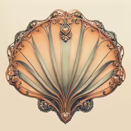 an abstract painting of a fan shape with a white background