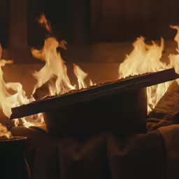 a fire with the fire burning through it
