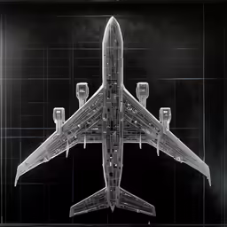 an airplane cut out from the side on top of a tiled surface