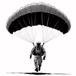 a man holding onto a parachute being pulled by a large kite