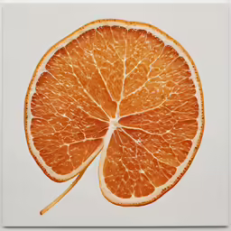 an orange slices is in the middle of a picture