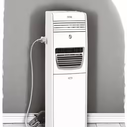 a small air conditioner near a gray wall