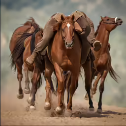 there are horses that can be seen in the photo
