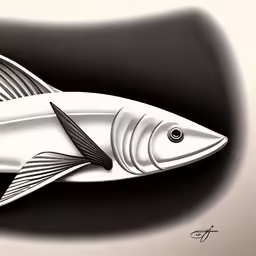 this is a fish in the water on a black and white background