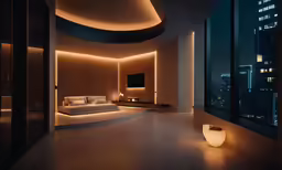 a room with lots of lighting in it