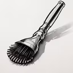 a metal and black brush on top of a white surface