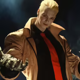 a man with yellow hair wearing a suit and tie