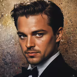 the young man has a beard wearing a tuxedo