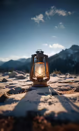a lantern with a burning candle set inside