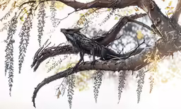 two birds perched on top of a tree branch