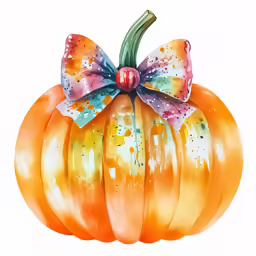 an image of a painted pumpkin with a bow