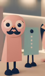 two paper cutouts that are sitting on top of a counter
