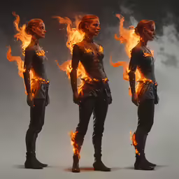 three people standing and smoking, in different poses