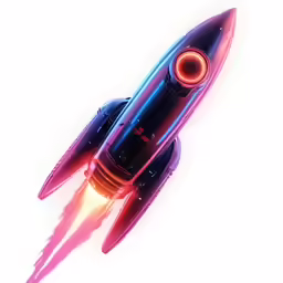 an illustration of a spaceship in pink lights