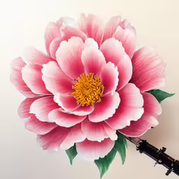 a large pink flower with a green stem on the top