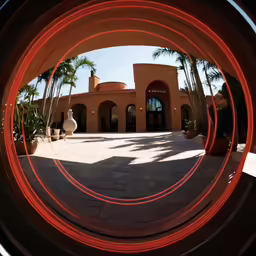 an image through the outside of a building