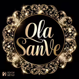a gold frame and lettering that says ola saneve in the middle