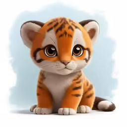 a stuffed tiger cub sits with an angry look