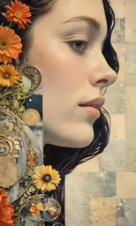 a woman with flowers in her hair is photographed